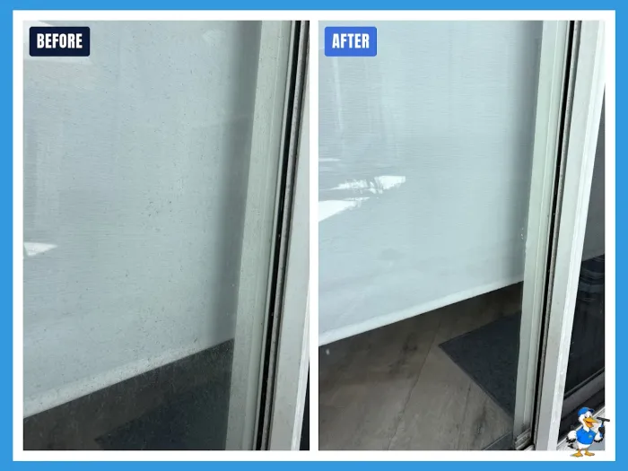 Before and after glass entry door cleaning