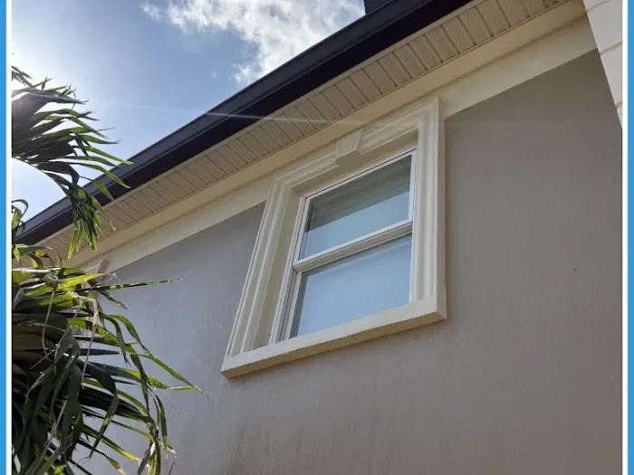 Clean window with decorative trim on an upscale Tampa property